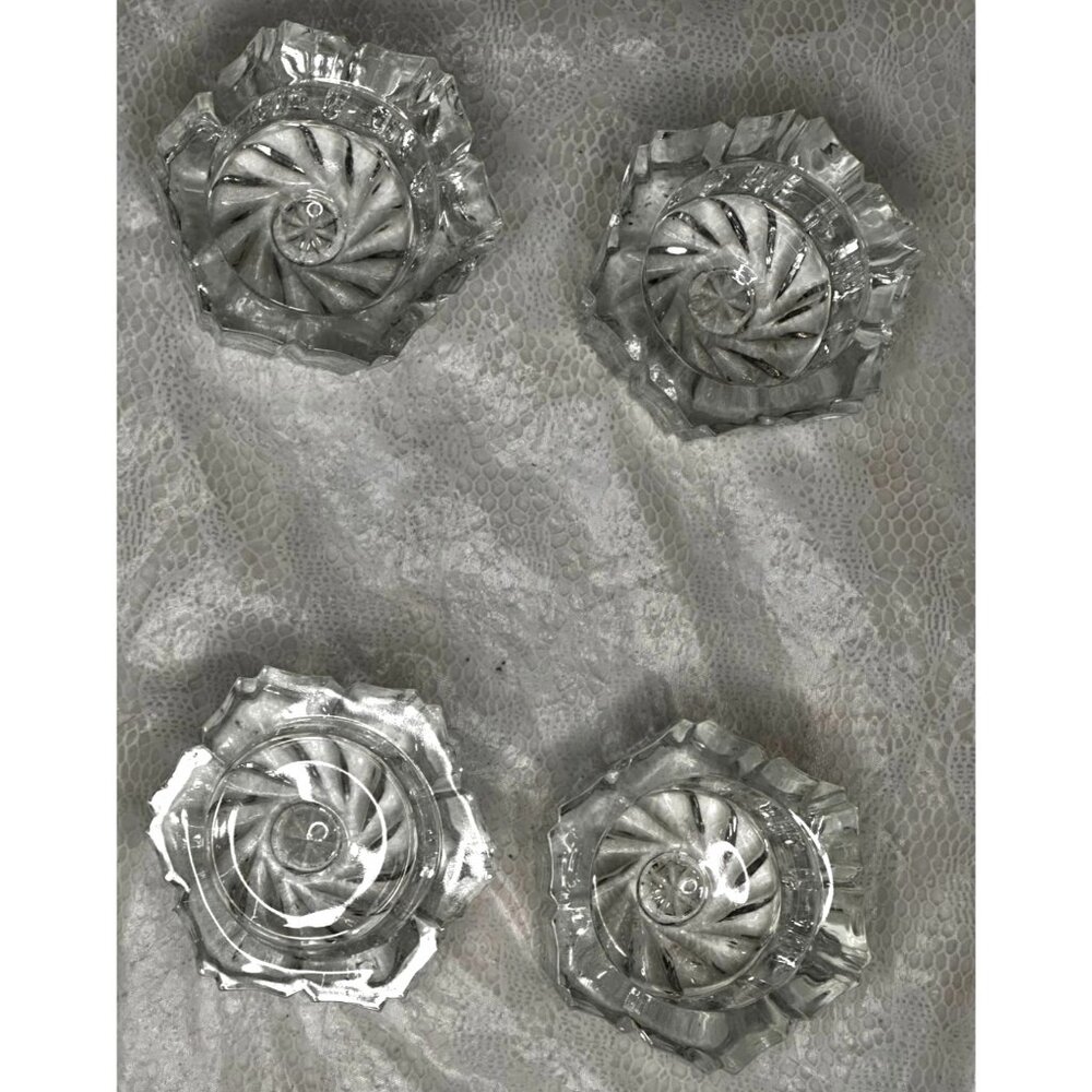 Salt Cellars /Tealight Holders Set of 4 Thick Clear Glass Wedding Shower Display
